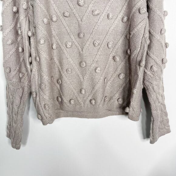 New Entro Large L Light Lavender Purple Pom Pom Crew Neck Textured Sweater - Picture 10 of 11